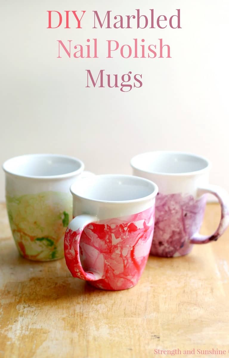 DIY marbled nail polish mugs