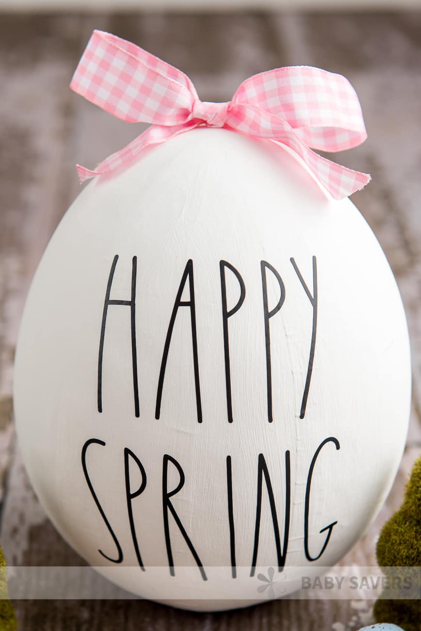 DIY Rae Dunn Easter Egg made with Cricut vinyl