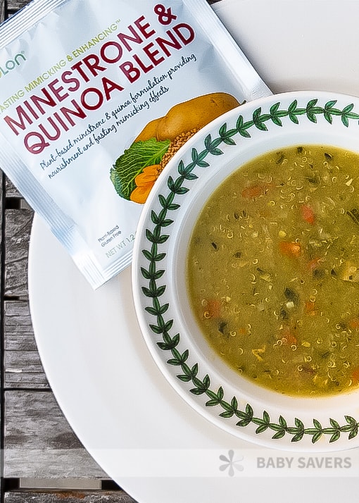 Ministrone quinoa blend soup with packet from the Prolon fasting mimicking diet