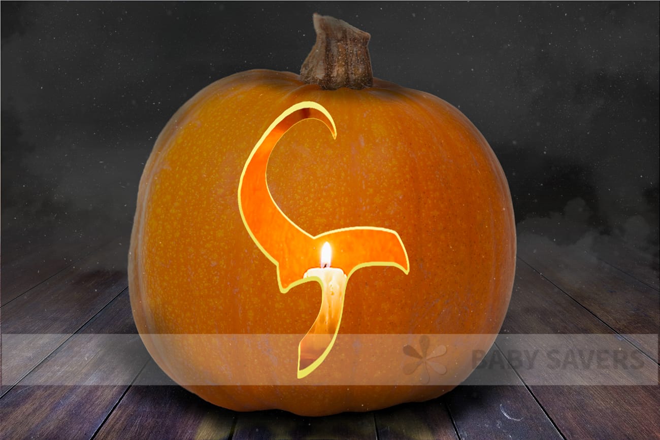 Loki pumpkin stencil with classic curved horns helmet