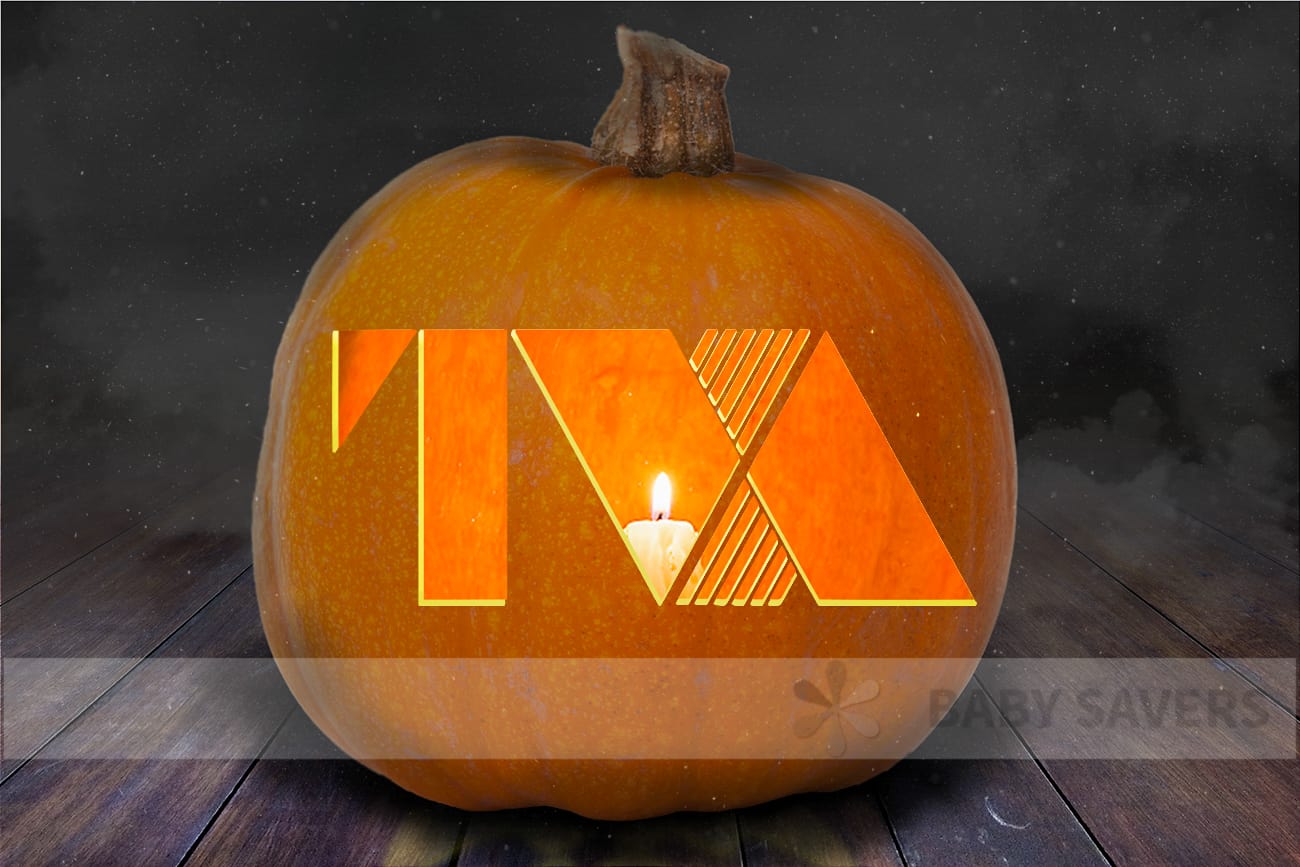 Loki pumpkin stencil with TVA logo