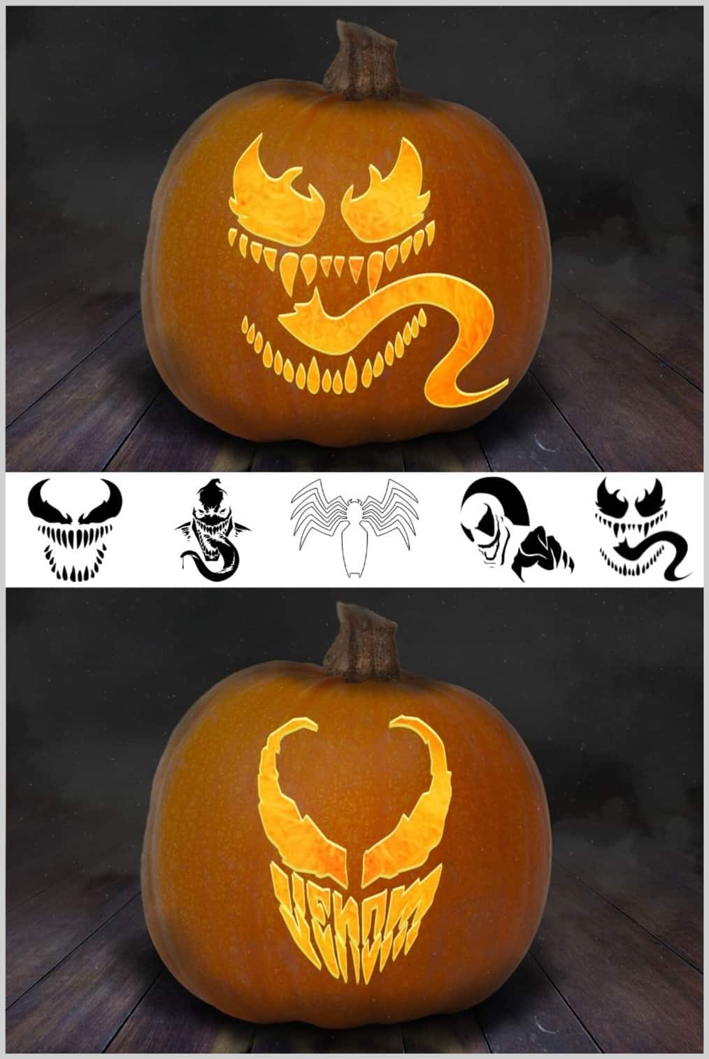 Venom Pumpkin Carving Stencils 10 Printable Templates Venom Pumpkin Carving Stencils 10 Printable Templates