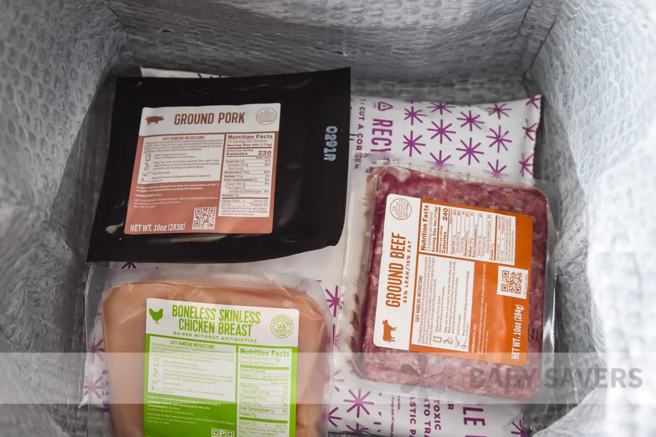 hello fresh reviews - all the meat for the meals that came with the meal kit box delivery