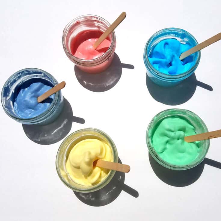 diy puffy paint recipe made with food coloring