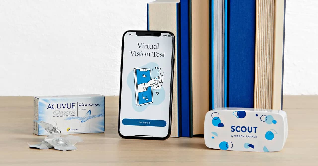 Warby Parker contacts and virtual vision test