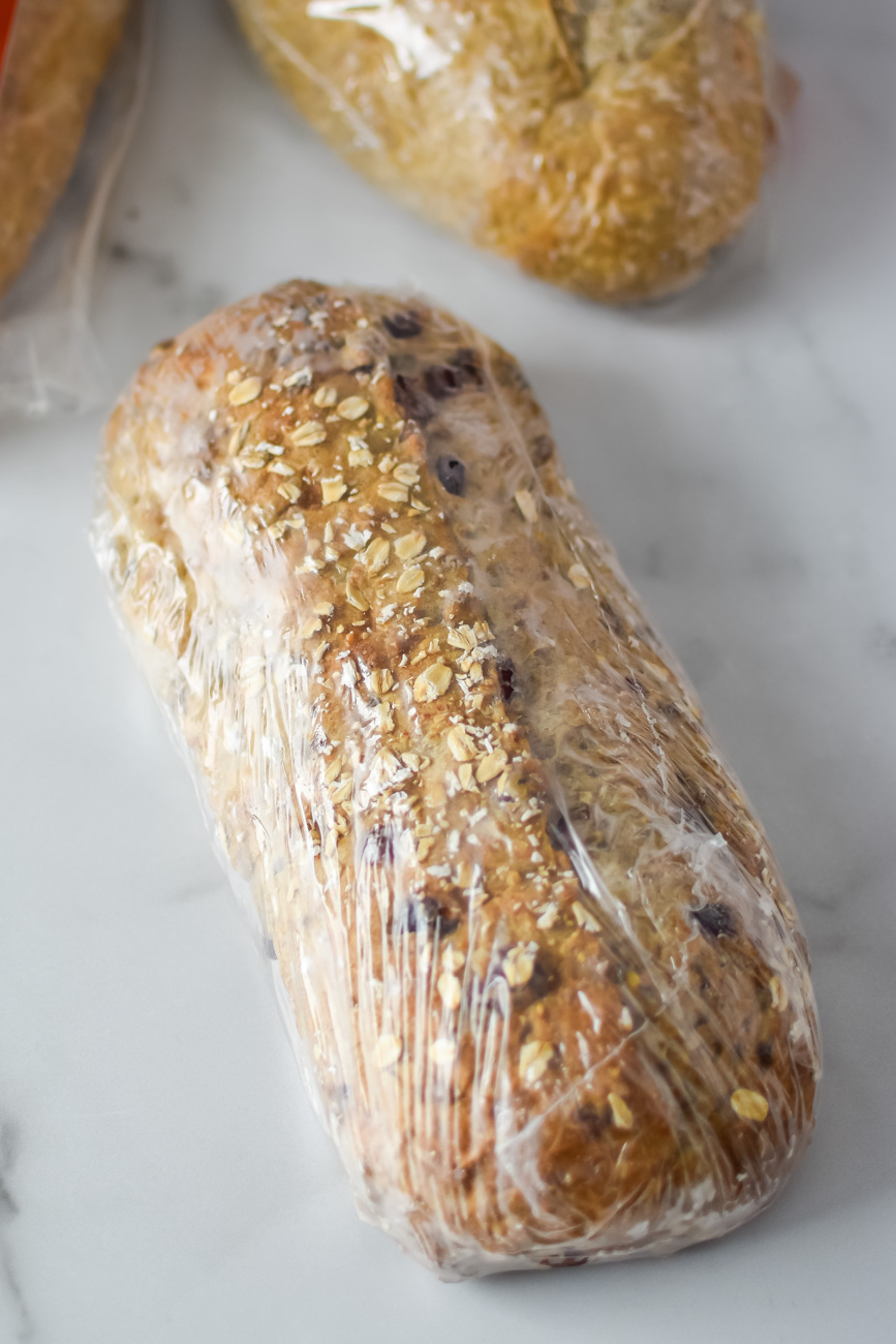 Wildgrain review: pecan cranberry bread wrapped in plastic 
