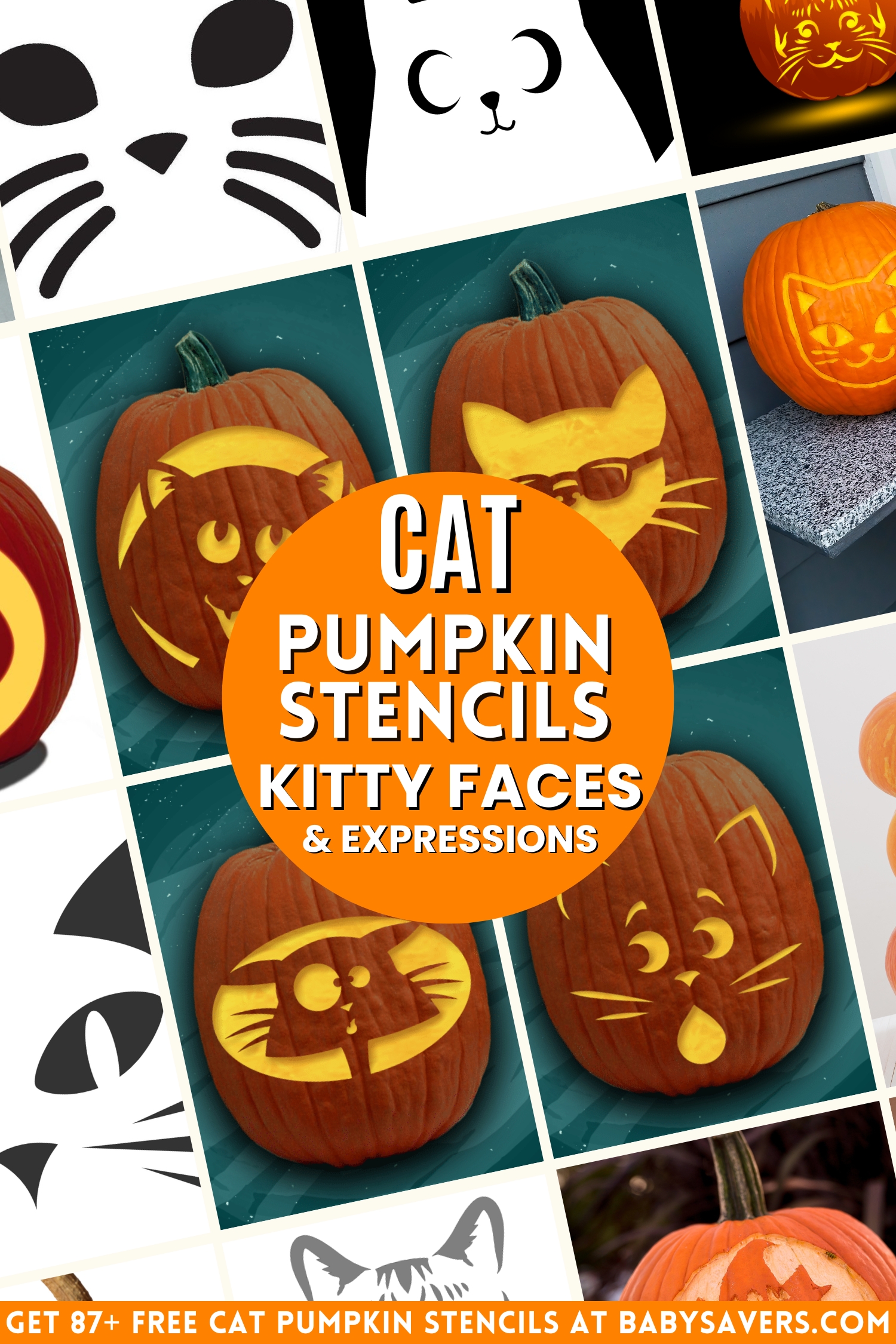 cat pumpkin stencils with just kitty faces