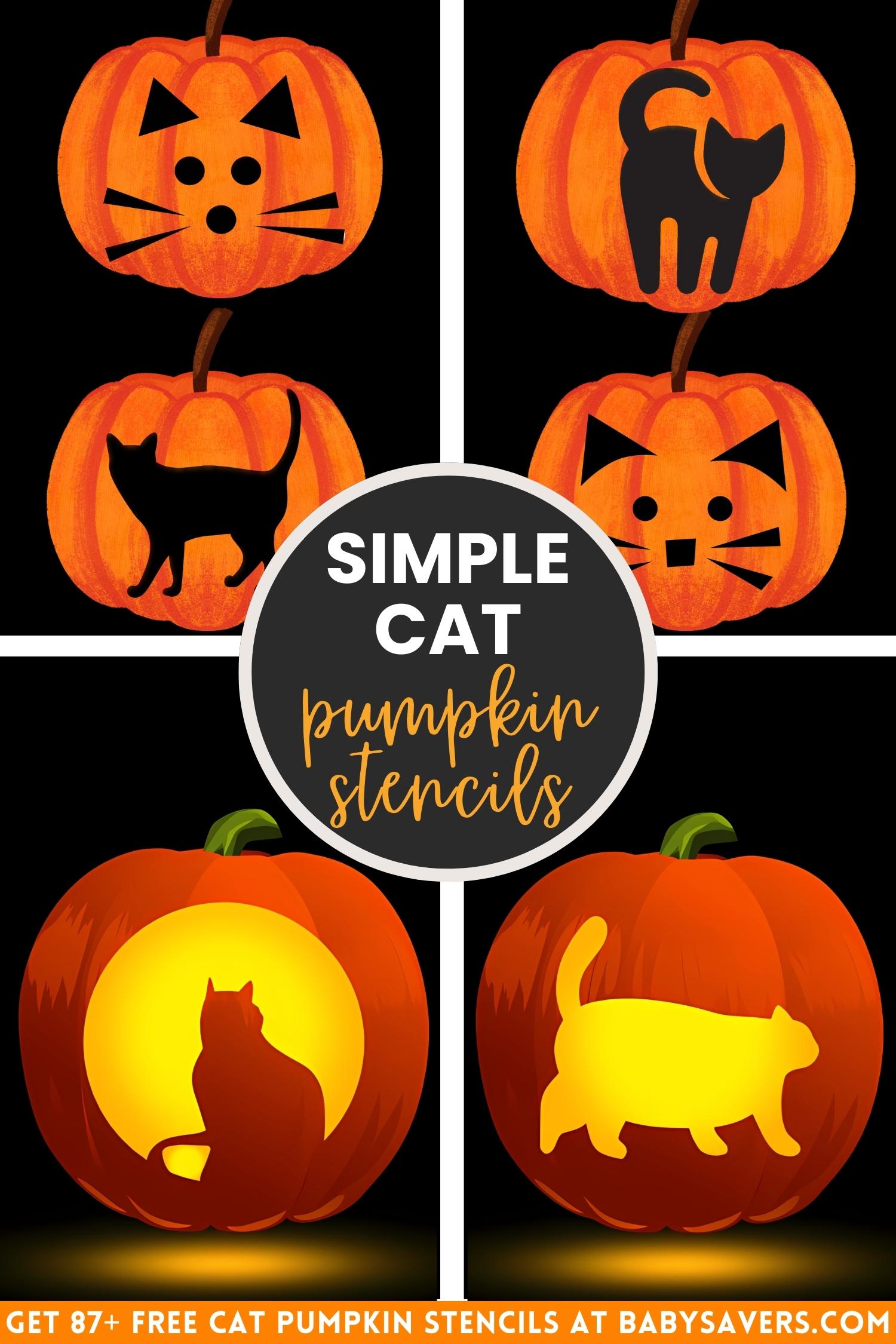 Easy Cat Pumpkin Stencils