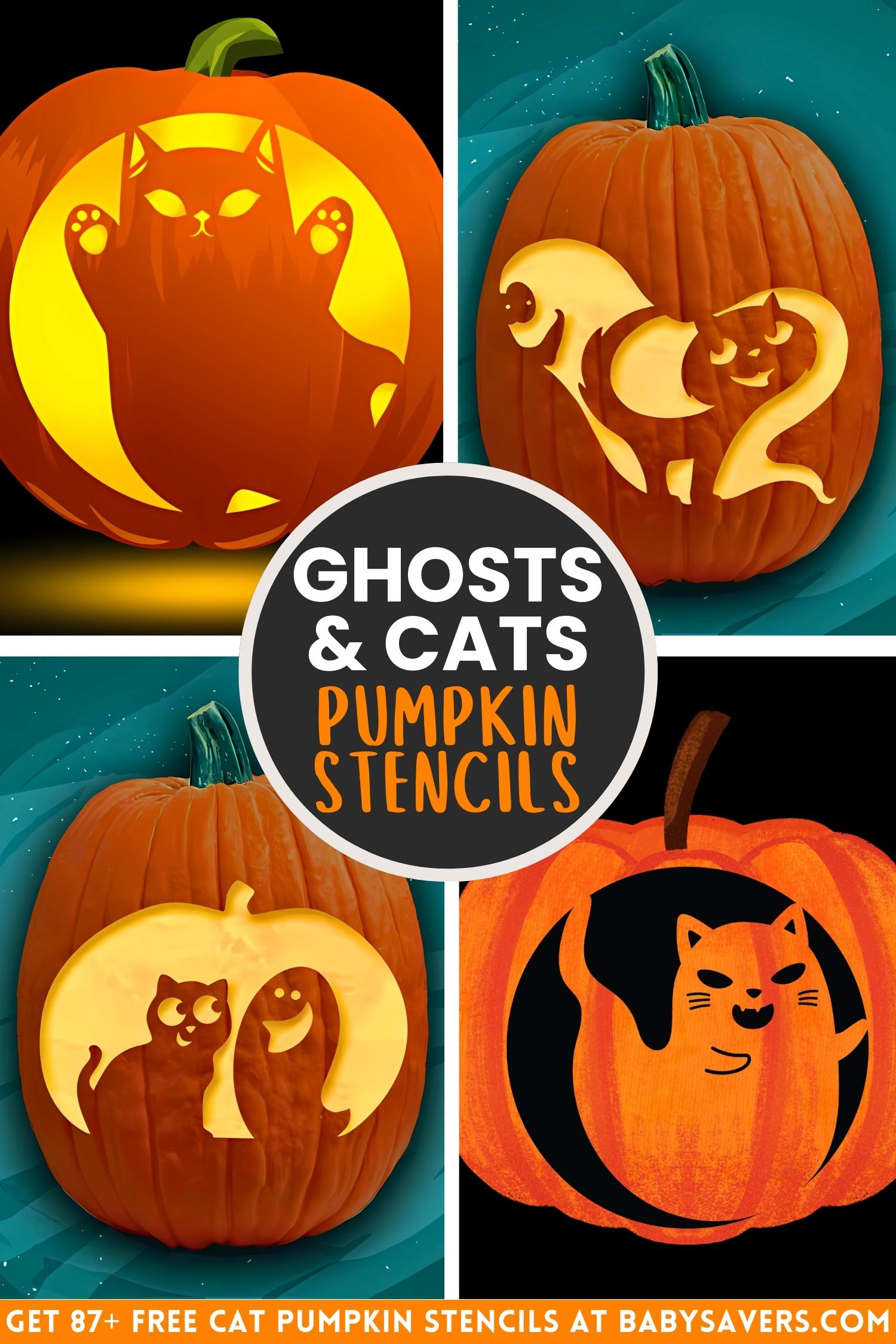ghost cat pumpkin stencils