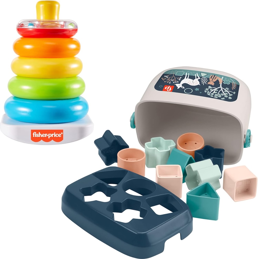 Gifts for 1 year olds fisher price blocks and fisher price rock a stack set