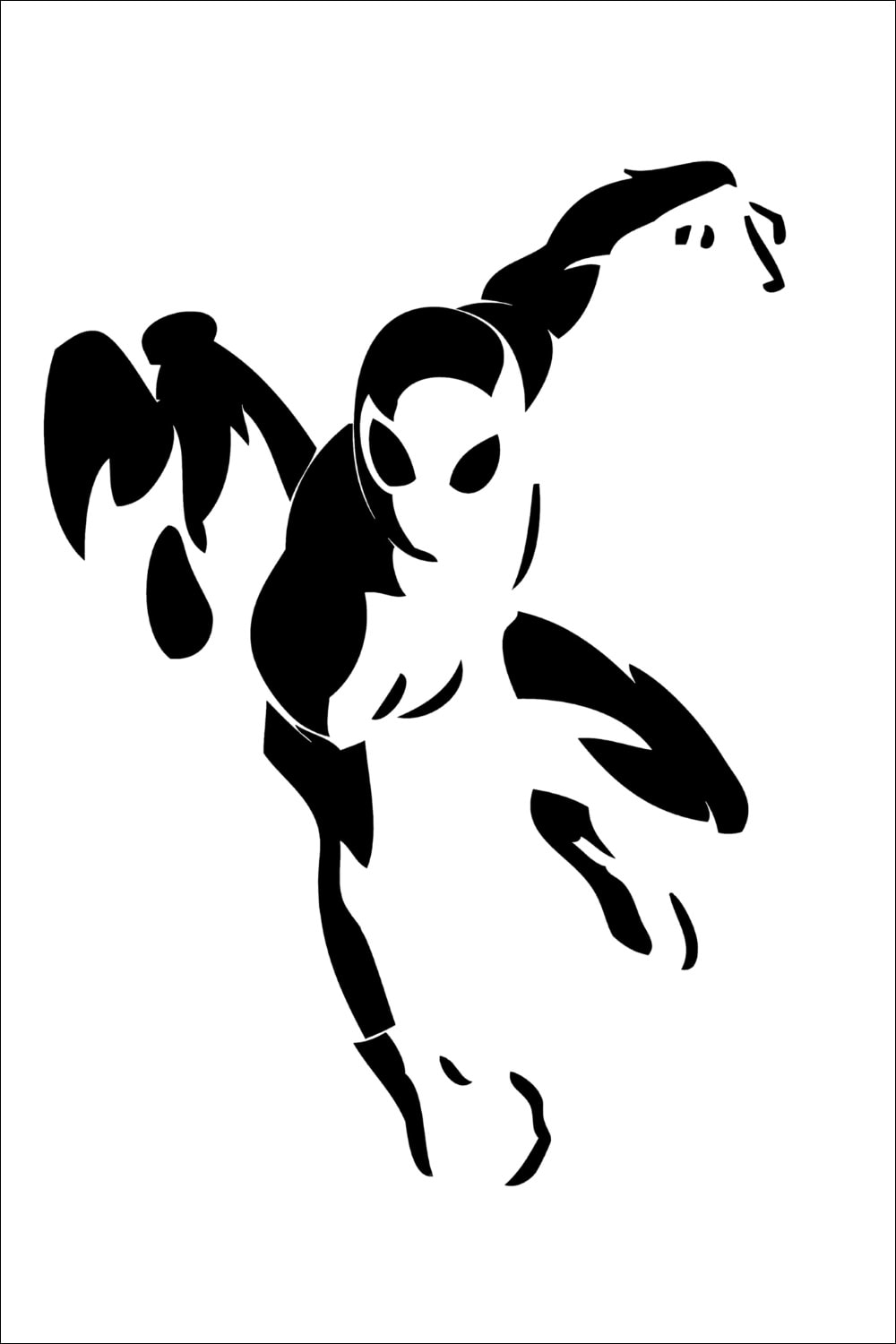 Black and white stencil art of a superhero in a dynamic, crouched pose with one arm extended forward, mask and suit details visible, suggesting movement and agility—perfect for fans seeking Free Printable Spider-Man Templates or creative Spiderman Pumpkin Stencils.