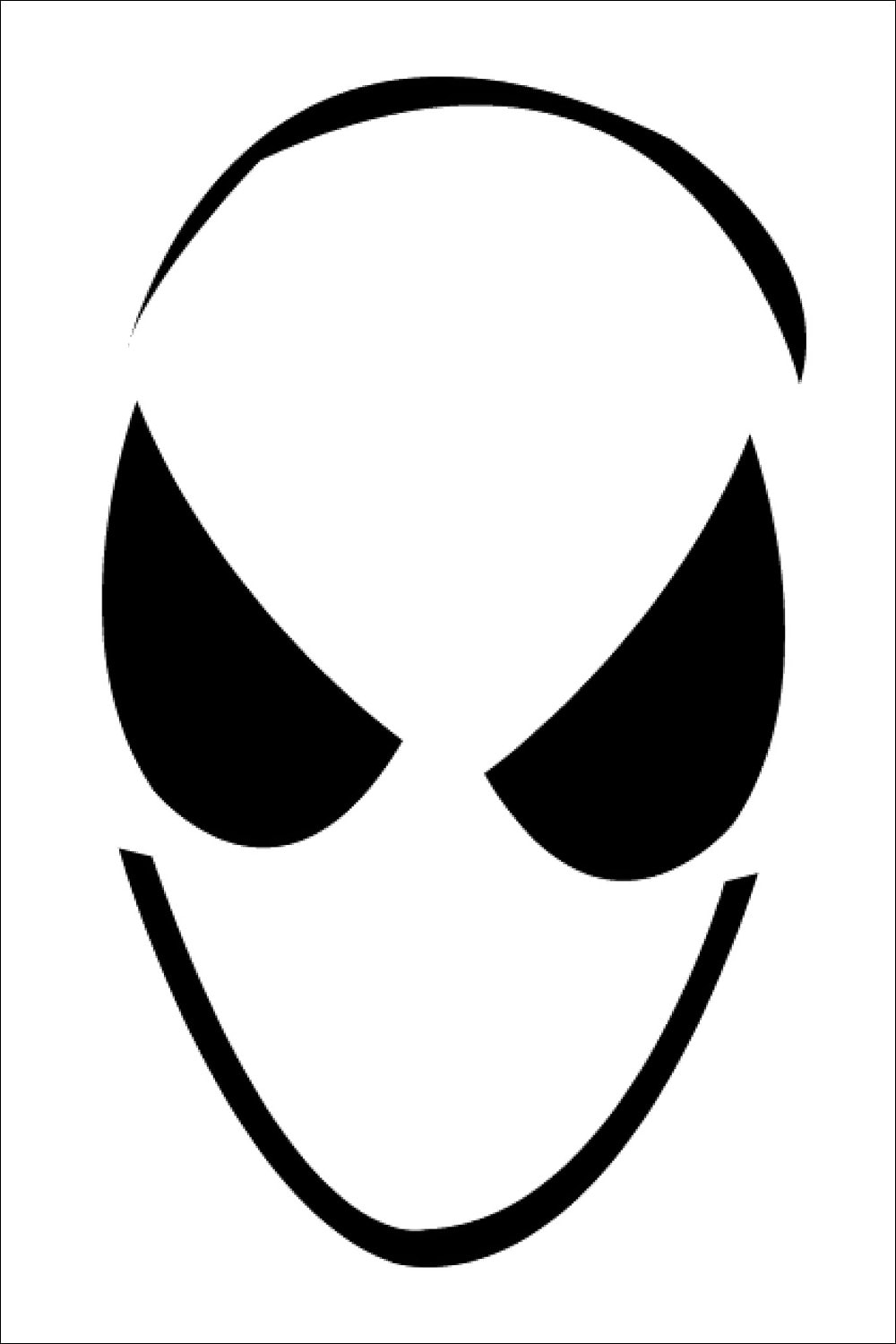 Minimalist black outline of an alien face with large, slanted eyes and no other facial features on a white background—perfect for fans seeking unique designs or inspiration for Spiderman Pumpkin Stencils or other Free Printable templates.