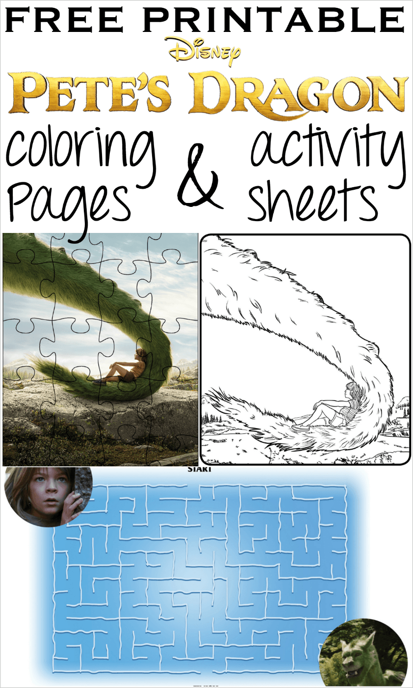 Pete's Dragon printable coloring pages activity sheets