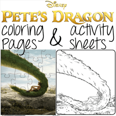 Pete's Dragon printable coloring sheets and activity pages