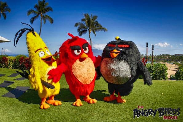 Yoga at The Four Seasons Resort Maui and Angry Birds Movie press junket red chuck bomb