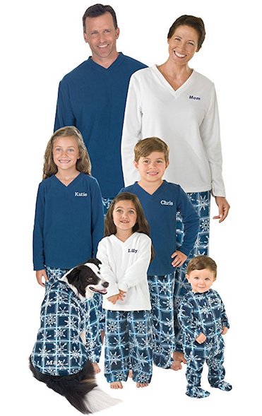 PajamaGram Blue Snowflake Fleece Plaid Family Pajama Set