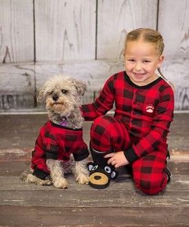 red and black flannel dog pajamas