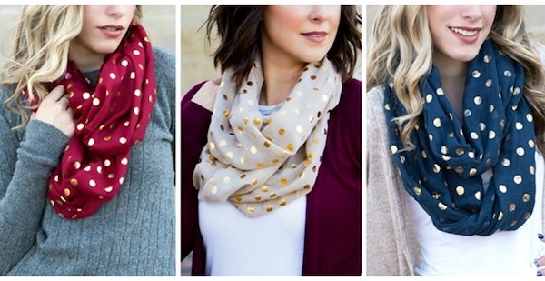 gold polka dot infinity scarf