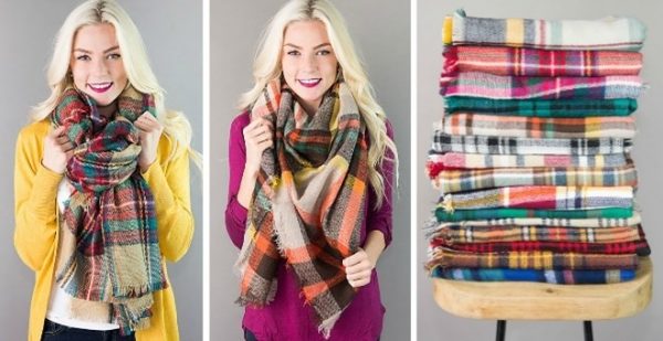 plaid blanket scarves