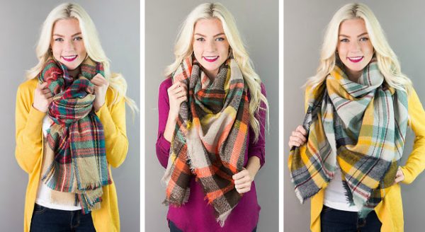 plaid blanket scarves low prices