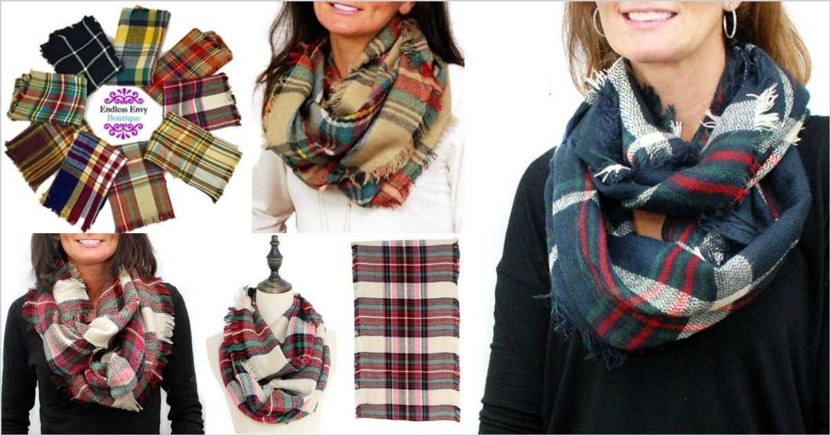 plaid infinity blanket scarves