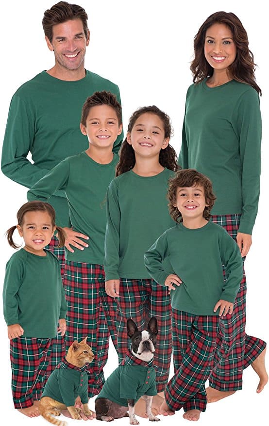 PajamaGram Red & Green Plaid Flannel Christmas Pajamas for the Family