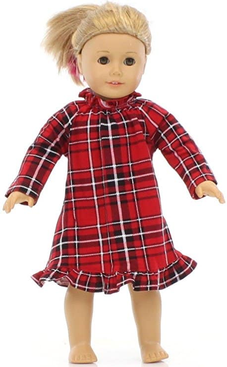 Plaid Thermal Matching Doll Nightgown