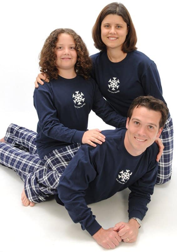 Winter Snowflake Blue Plaid Family Pajamas