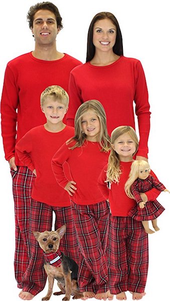 red plaid family pajamas